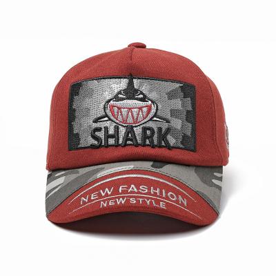 China New JOINT Shark Hat Embroidered Boys Baseball Hat Mow Sports Hat Warm Adjustable Kids Cover Up Organic Cotton Kids Baseball Cap for sale