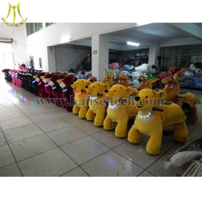 China Hansel Best selling coin operated kids mini rides electric motorcycle giant plush animals car in mall for sale