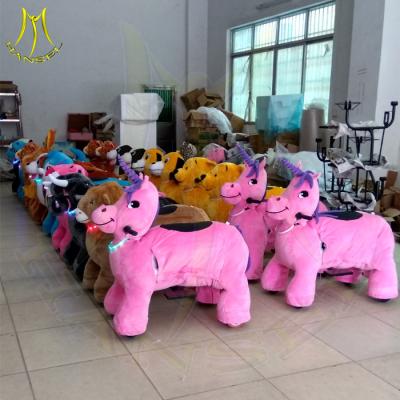 China Hansel animal electric ride large plush ride toy on wheels dinosaur rides kiddie rides coin operated amusement machine for sale