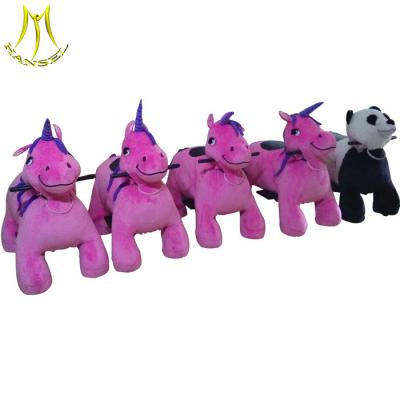 中国 Hansel electronic fun animal games kids ride unicorn plush toy for park 販売のため