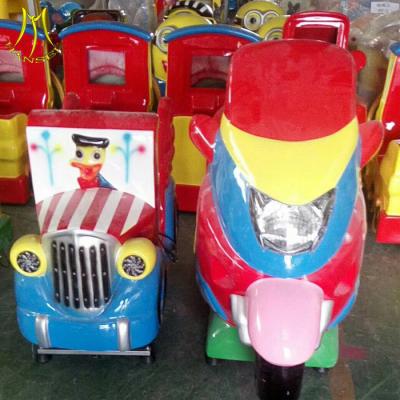 China Hansel  theme park equipment for sale swing motor ride fiber glass electric kid motorcycle ride on toy for sale