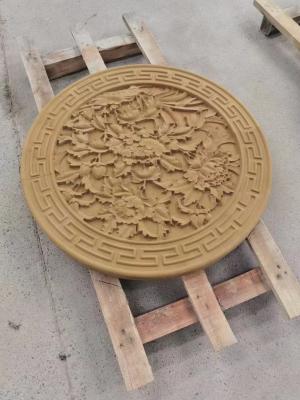 China Exquisite Custom Beige Sandstone Carvings Hand Carved Stone Wall Relief for sale