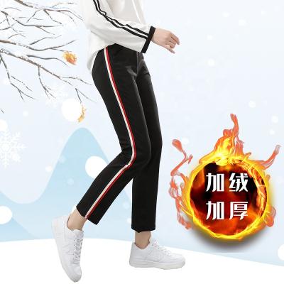 China Anti-pilling Hot Sale 5XL Plus Size Winter Women Shear Legging Pants Ladies High Elastic Waist Side Striped Polyester Pants With Pockets for sale