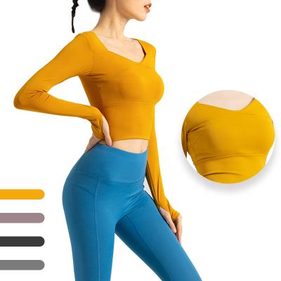 China 2021 Sale Women Fitness Breathable Warm Active Sportswear GYM Long Sleeve Seamless Knitted Crop Top For Yoga for sale