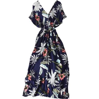 China New Arrivals Floral Print Maxi Dress Summer Women Breathable V-Neckline Split Boho Dress Sexy Long Vestidos High Waist Sleeveless Flouncy Long for sale