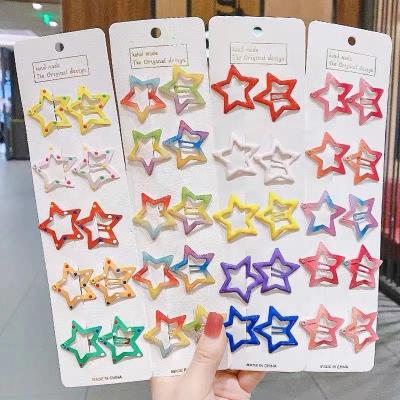 China Fashionable Wholesale High Quality Shiny Luminous Luminous Hair Accessories Kids Girls Star Color Sets Instant BB Clips Colorful Metal Hair Clip for sale