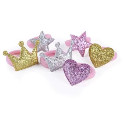 China Wholesale Cute Soft Baby Hair Elastic Bands Heart Crown Glitter Star Cute Hair Rings Children's Hair Accessories for sale