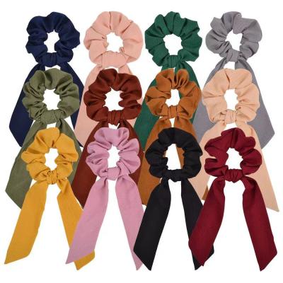 China New Fashion Summer Hair Decoration Ladies Scrunchie Women Ribbon Bow Headband Soft Elastic Hair Scarf Hair Ropes Girls Hair Accessories for sale