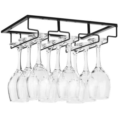 China 2pcs/set Wine Glass Stored Holder Under Organizer Glasses Storage Hanger Cabinet Stemware Holder Metal Wine Glass for Bar Kitchen Home for sale