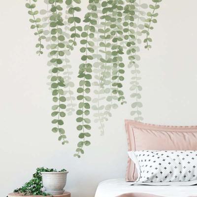 China Decorative Sticker Green Leaves Wall Stickers For Home Living Room Vinyl Wall Decal DIY Tropical Plants Kid Door Murals Decorative Wallpaper for sale