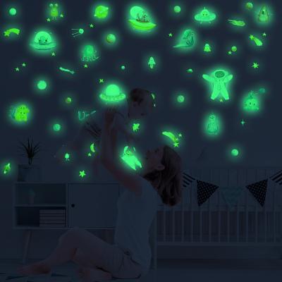 China Decorative Sticker Luminous Underwater World Animal Wall Stickers For Kids Room Baby Bedroom Glow In Dark Diver Fluorescent Stickers for sale