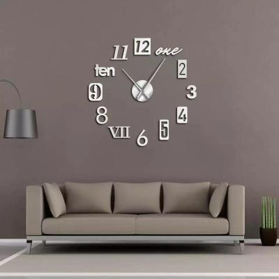 China 3D Wall Clock DIY Mirror Stickers Living Room Decorative Home Decorative Quartz Needle Self Adhesive Hanging Watch for sale