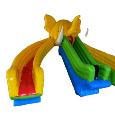 China Hot Sale 0.55mm Adult Commercial PVC Tarpaulin Plato Bounce House Water Elephant Inflatable Slide for sale