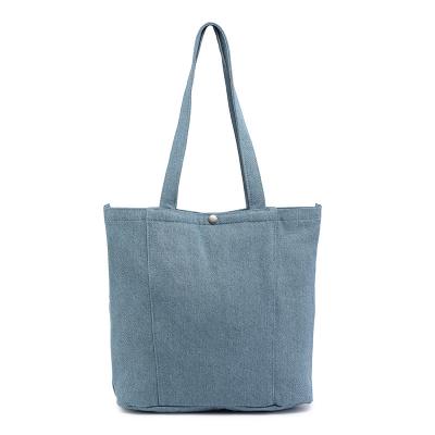 China Vintage Soft-Loop Wash Denim Bag Simple Custom Advertising Canvas Tote Bag Denim Bag Custom Shopping Textiles for sale