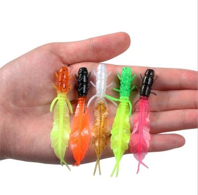 China Soft Artificial Rubber TPR Silicone Worm Fishing Lure 75mm1.32g Plastic Trout Fishing Lure for sale