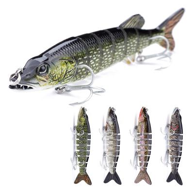 China ABS Fishing Lure 8 Segment Swimbait Multi Joint Slow Sinking Lure With Hooks For Bass Trout Pike Musky for sale