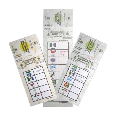 China Customization China Factory Supply Sample Rectangle Election Custom Printed Voting Ballot Paper for sale