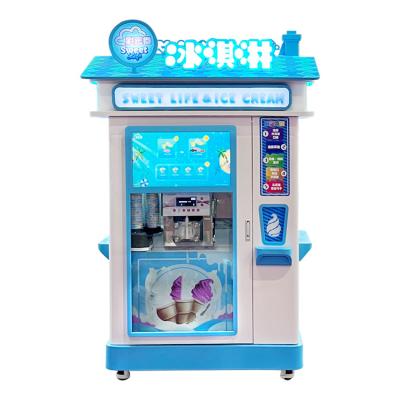 China SDK Support customized 24-hour self-service automatic smart yogurt ice cream machine touch screen soft ice cream vending machine for sale