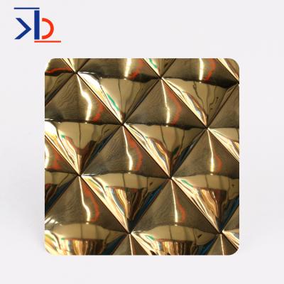 China Decoration Gold Color Mirror Stamping 316L Stainless Steel Sheet 3D Wall Panel Decorative Luxury for sale