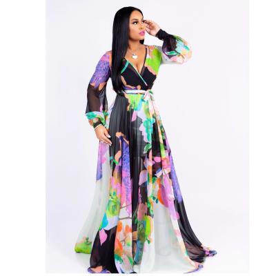 China Wholesale Anti-Wrinkle V Neck Sheath Long Maxi Dress Deep Chiffon Anti-Wrinkle V Dress for sale