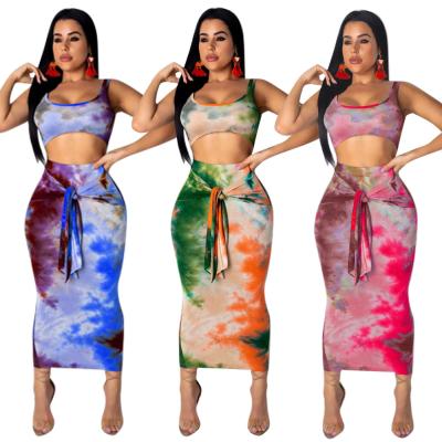 China Wholesale Plus Size 2020 Sexy Women Printed Midi Sexy Skirt Suit Dress Summer Two Piece Vest 2 Piece Skirt Sets for sale