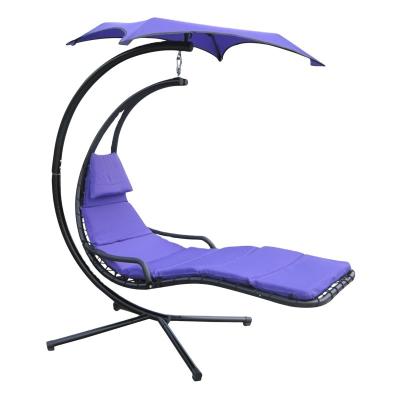 China Modern Curved Steel Outdoor Hanging Chair Chaise Lounge Chair Swing With Canopy for sale