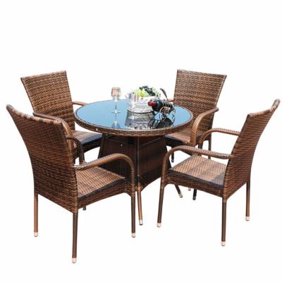 China Leisure Style Rattan Leisure Furniture Relaxed Solid Dining Set Patio Table And Chair for sale