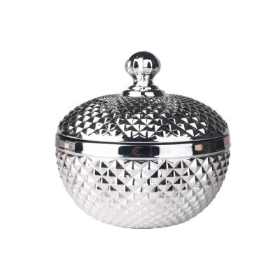 China Reservoir Wax Trend New 10oz Wholesale Round Silver Frosted Glass Candle Jar With Lid for sale