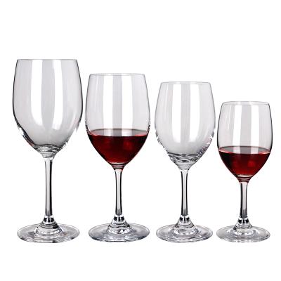 China Lead-free factory directly sell stocked crystal clear wine glass of different shape stem size 350ml 450ml 550ml 650ml for sale