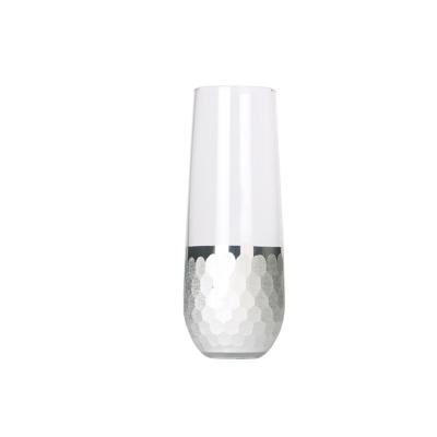 China Wholesale High Quality Crystal Stemless Etched Silver Custom Hotel Champagne 150-200ml Glasses In Stock for sale