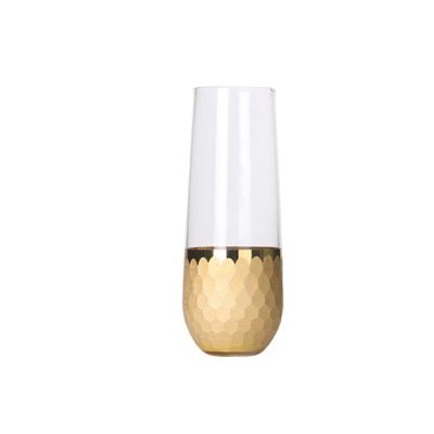 China Amazon best selling hotel new trend 6oz lead free gold stemless champagne glasses with low price in stock for sale