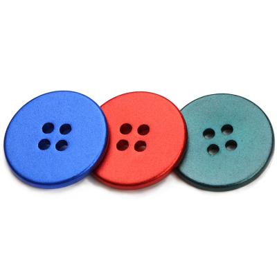 China Viable Custom Made Garment Accessories Aluminum Alloy Sewing Button 4-Holes Advanced Vacuum Plating Color-Non Fade for sale