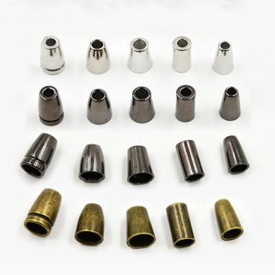 China The other end of garment alloy cord plated conical gun color hoodie metal cap for sale