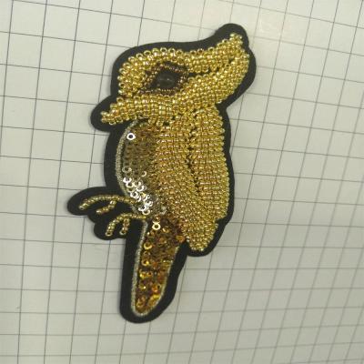 China 3D Custom 3D Kennel Sew On Woven Patch Sequin Patch With Diamond Metal for sale