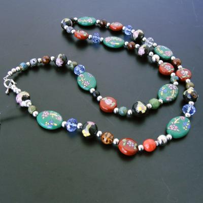 China Nature Custom Colorful Stone Chinese Style Classic Women's Necklace Jewelry Beads Necklaces Ceramic Beads Gifts for sale