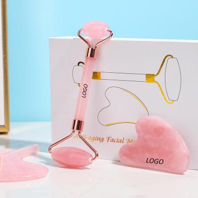 China Bestselling OEM Private Label High Quality Massage Anti Aging Resin Whitening Rose Pink Quartz Facial Massager Jade Roller For Face for sale