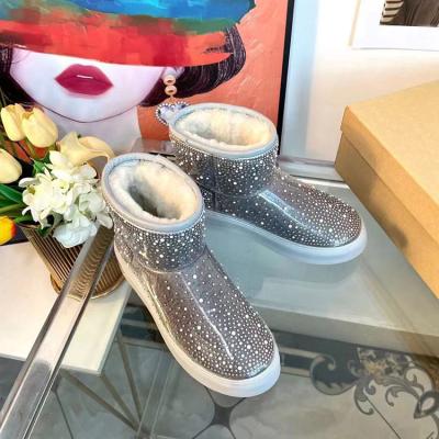 China New Women's Fashion Ankle Boot Women's Winter Booties Sequin Snow Booties Sequin Ladies Cotton Flat Shoes Winter Round Warm Boots for sale