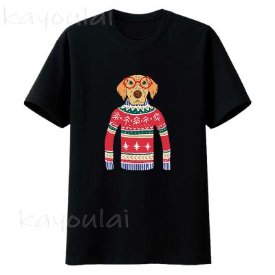 China Anti-pilling 2020 new arrivals wholesale men's ugly wearing funny dog ​​glass Christmas clothing 100% cotton shirts for sale