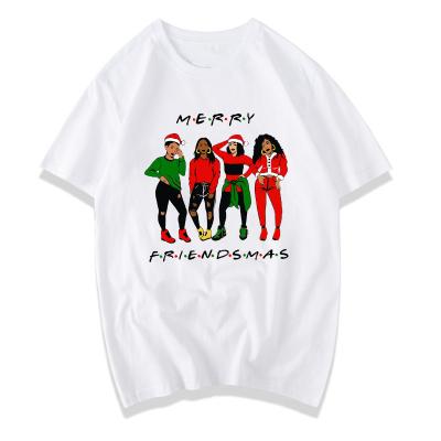 China Merry Melanin Magic Girl Black Tee Shirt Women Christmas Print Friendsmas New Arrivals Girls QUICK DRY Afro for sale