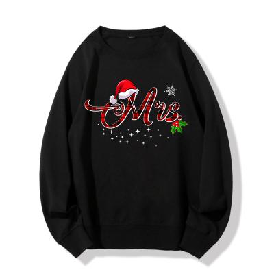 China Anti-wrinkle Santa Mrs Red Plaid Matching Couple Christmas Sweatshirt Christmas Party Clothes for sale