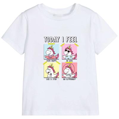 China 2021New Fashion QUICK DRY Graphic Today I Smell Cute Kawaii Unicorn Kids Print Shirt 100% Cotton Personalized T-Shirts for sale