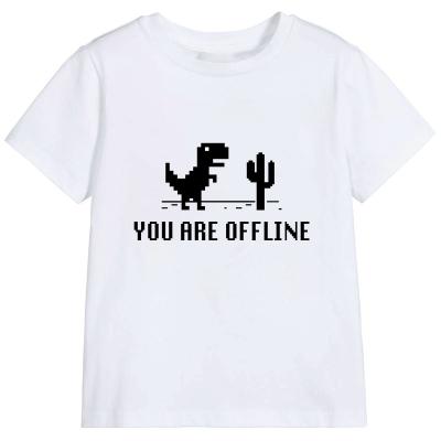 China High Quality Cute Pixel QUICK DRY T-Rex Kawaii You're Offline To Print Graphic Tees For Kids Soft Cotton T-shirt Superdry Original for sale