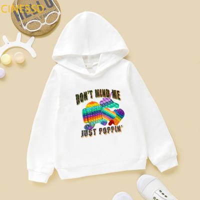 China Funny Anti-wrinkle Poppin Kids Sweatshirt Just Among Us Don't Care About Me Just Poppin Busty Person Snap Print Kawaii Cute 100% Cotton Kids Hoodies for sale