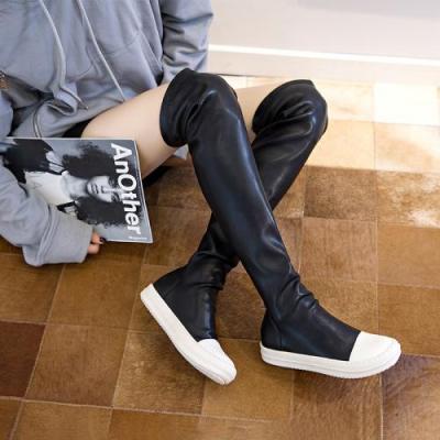 China New Rubber Synthetic Leather Over The Knee Boots Thigh High Boots Women's Shoes Autumn Black Winter 683184 for sale