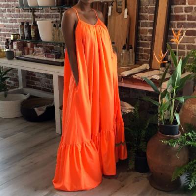 China New Breathable Polyester One Piece Maxi Dress Woman Big Edge Design Clothes Loose Dress 414259 for sale