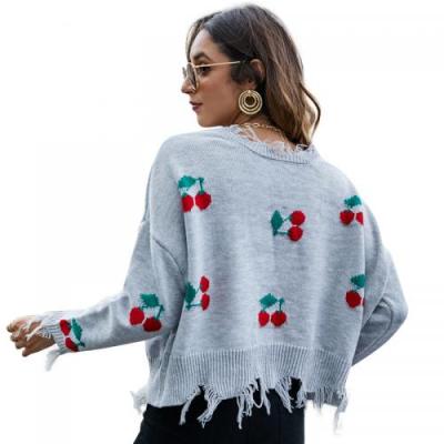 China Breathable Women Women Casual Clothing Loose Ripped Ladies Sweater for sale