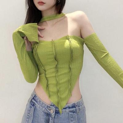 China Autumn Woman Breathable Clothing Off Shoulder Tank Top Backless Long Sleeve for sale