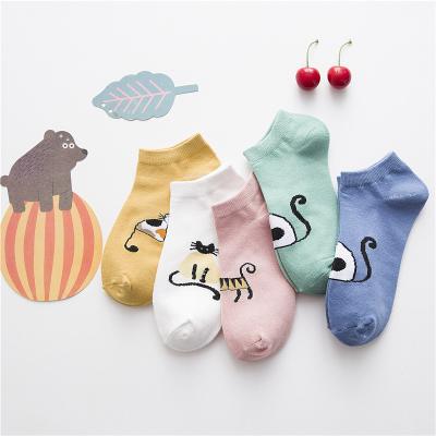 China New Spring Cotton Cartoon Antibacterial Invisible Socks Summer Non-slip Women Slipper Slippers Cute Candy Color Ankle Boat Socks for sale