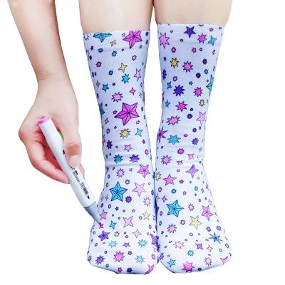 China Anti-foul newest color-in socks for parent-child fun fashion DIY painting socks for sale