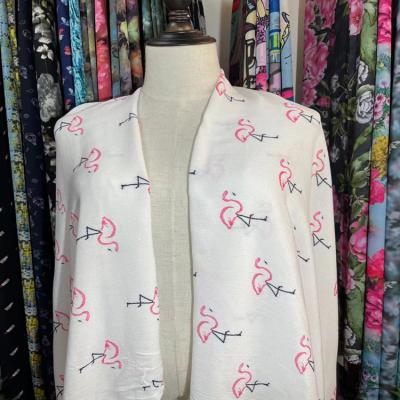 China Other Soft Comfortable 100% Rayon Fabric 3024 Digital Printing Reactive Print Flamingo For Kids Top for sale